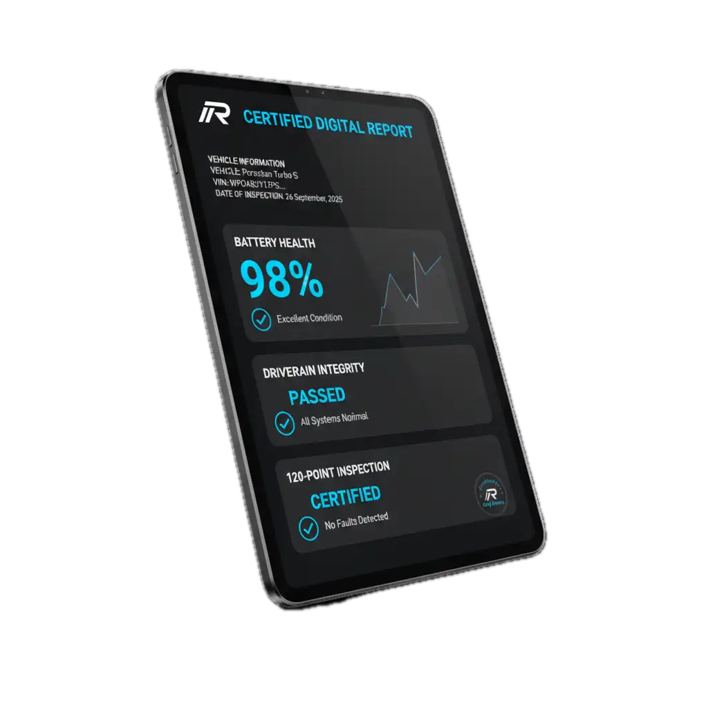 A mockup of the Rally Motors Certified Digital Report